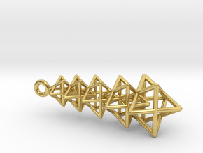 Merkaba Chain Earring / Ornament in Polished Brass (Interlocking Parts)