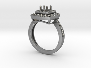 Wedding Engagement ring 3D print model R0001 in Natural Silver