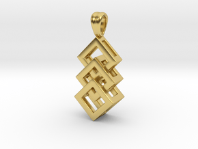 Linked cubes [pendant] in Polished Brass
