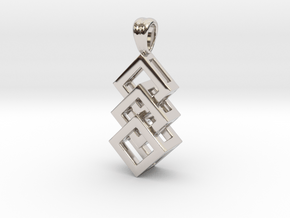 Linked cubes [pendant] in Rhodium Plated Brass