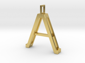 letter A monogram pendant in Polished Brass