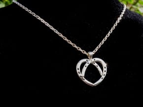 Heart by horseshoes [pendant] in Rhodium Plated Brass