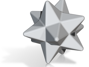 Small Stellated Dodecahedron - 10mm - Round V2 in Tan Fine Detail Plastic
