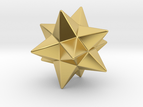 Small Stellated Dodecahedron - 10mm - Round V1 in Polished Brass