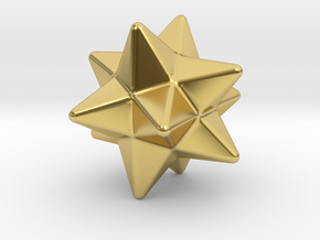 Small Stellated Dodecahedron - 10mm - Round V2 in Polished Brass