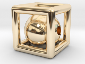 ball in cube bangle in 14K Yellow Gold