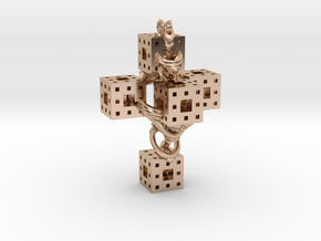  Crucifixum Fractalum Mathematicae - Argentum Unum in 14k Rose Gold