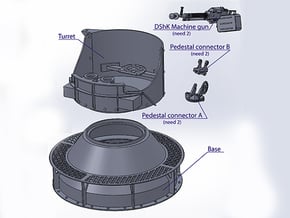1:16 Scale DShK dual open turret Base in Tan Fine Detail Plastic