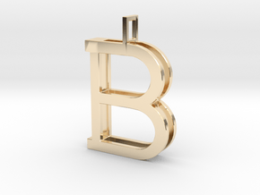letter B monogram pendant in 14k Gold Plated Brass