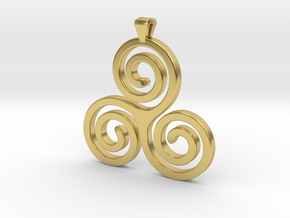 Triskelion - Triskele  Necklace SPG in Polished Brass