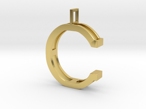 letter C monogram pendant in Polished Brass