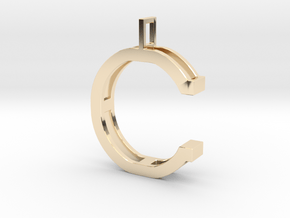letter C monogram pendant in 14k Gold Plated Brass