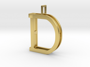 letter D monogram pendant in Polished Brass