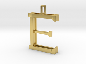 letter E monogram pendant in Polished Brass