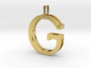 letter G monogram pendant in Polished Brass