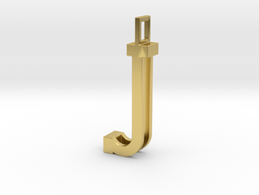letter J monogram pendant in Polished Brass