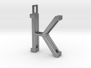 letter K monogram pendant in Natural Silver