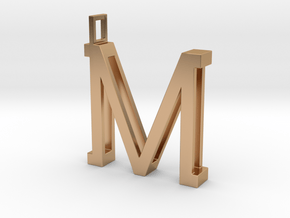 letter M monogram pendant in Polished Bronze