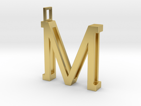letter M monogram pendant in Polished Brass