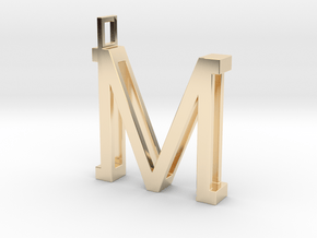 letter M monogram pendant in 14k Gold Plated Brass