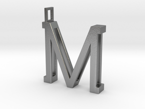 letter M monogram pendant in Natural Silver