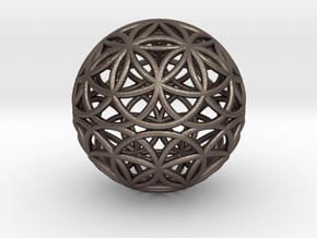 Special Edition 55mm Thick Flower Of Life in Polished Bronzed Silver Steel