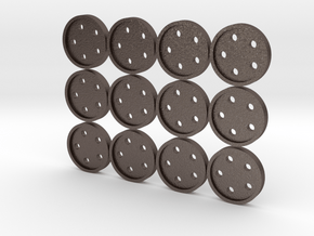 5/8" five-holed buttons (dozen) in Polished Bronzed Silver Steel