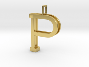 letter P monogram pendant in Polished Brass