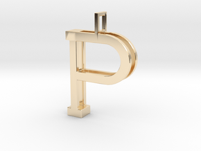 letter P monogram pendant in 14k Gold Plated Brass