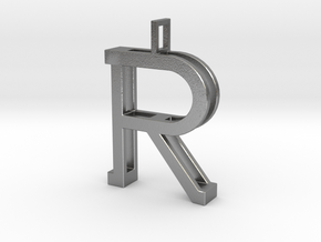 letter R monogram pendant in Natural Silver