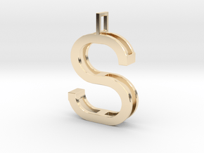 letter S monogram pendant in 14k Gold Plated Brass