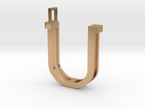 letter U monogram pendant in Polished Bronze