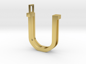 letter U monogram pendant in Polished Brass