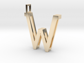 letter W monogram pendant in 14k Gold Plated Brass
