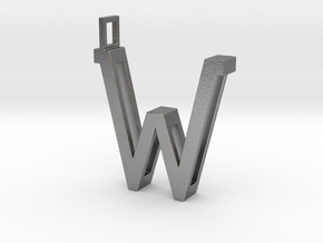 letter W monogram pendant in Natural Silver