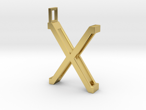 letter X monogram pendant in Polished Brass