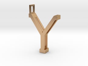 letter Y monogram pendant in Polished Bronze