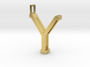 letter Y monogram pendant in Polished Brass