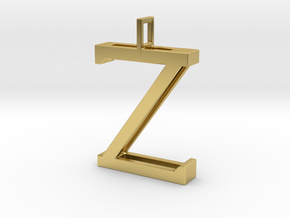 letter Z monogram pendant in Polished Brass