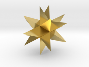 Great Stellated Dodecahedron - 10 mm in Polished Brass