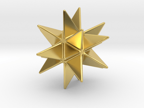 Great Stellated Dodecahedron - 10 mm - Rounded V1 in Polished Brass
