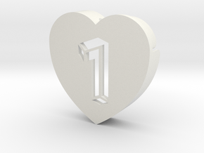 Heart shape DuoLetters print 1 in White Natural Versatile Plastic