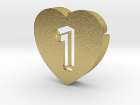 Heart shape DuoLetters print 1 in Natural Brass