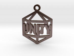 D20 Unity Ornament in Polished Bronze Steel