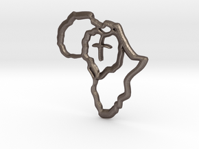 African Heart in Polished Bronzed Silver Steel