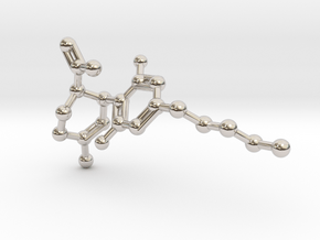 CBD Molecule Necklace Small in Rhodium Plated Brass