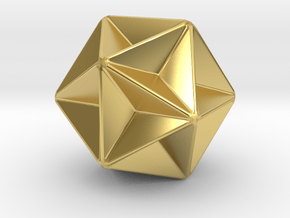 Great Dodecahedron - 10mm - Rounded V1 in Polished Brass