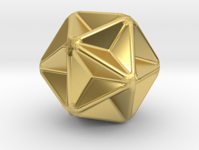 Great Dodecahedron - 10mm - Rounded V2 in Polished Brass