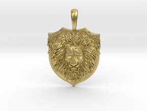Brave Lion Pendant Jewelry Necklace in Natural Brass