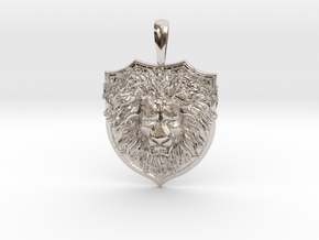 Brave Lion Pendant Jewelry Necklace in Rhodium Plated Brass